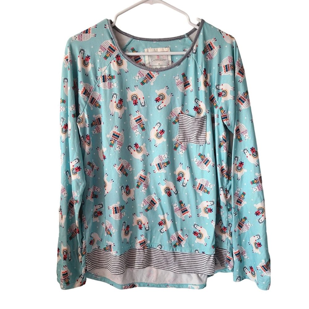 Cuddl Duds US Women's Size M Long Sleeve LLama Pajama Top Soft Stretch
